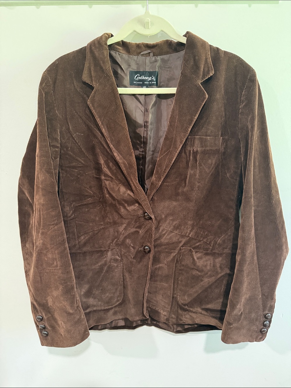 Brown Corduroy Tailored Blazer